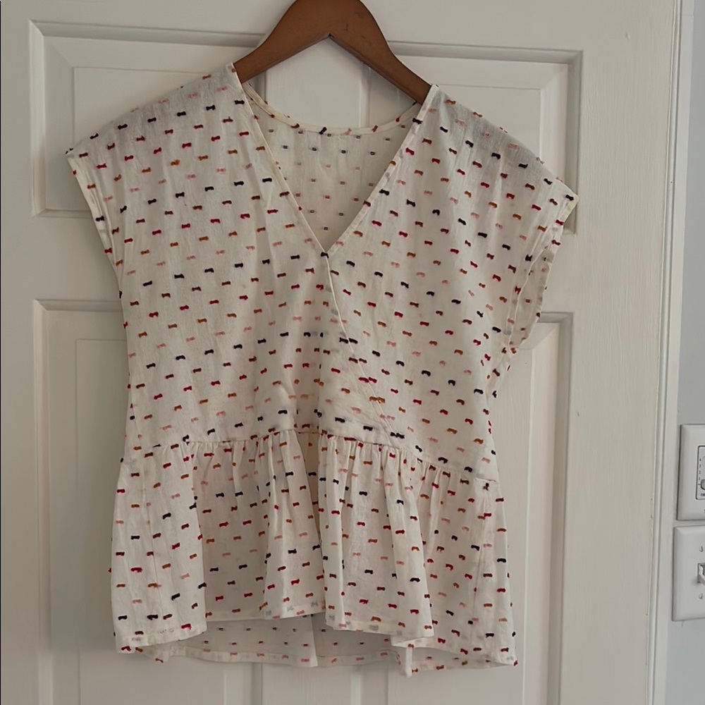 Madewell Embroider Red Pink Orange Tufts Size Small